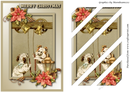 Cute Dogs and Christmas Bells Oblique Panels