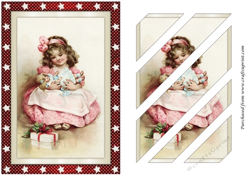 Christmas Girl with Doll Oblique Panels