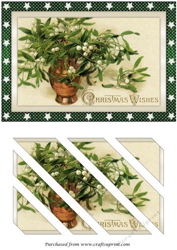 Christmas Mistletoe in Vase Oblique Panels
