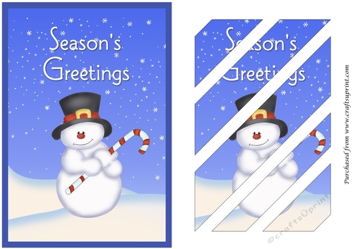 Christmas Snowman with Candy Cane Oblique Panels