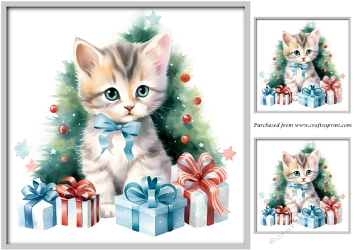 Cute Cat at Christmas Topper 1