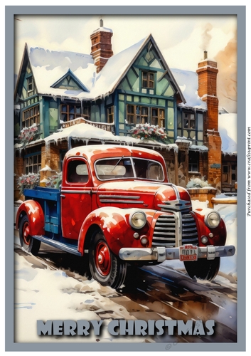 Vintage Christmas Truck A4
