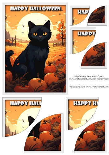 Halloween Black Cat and Pumpkins Duo Corner Stacker