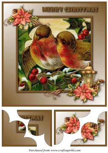 Christmas Birds on branch Quadro Petal Corner Stacker