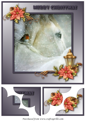 Christmas Robin and Horse Quadro Petal Corner Stacker