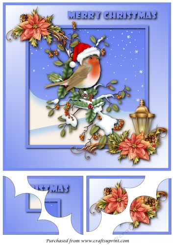 Christmas Robin in Branches Quadro Petal Corner Stacker