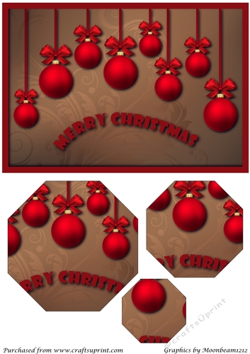 Christmas Red Baubles Octagon Pyramid