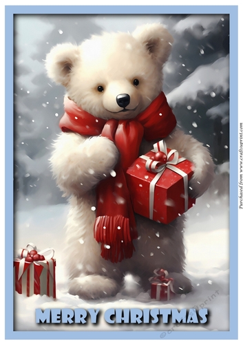Christmas Cute Polar Bear A4
