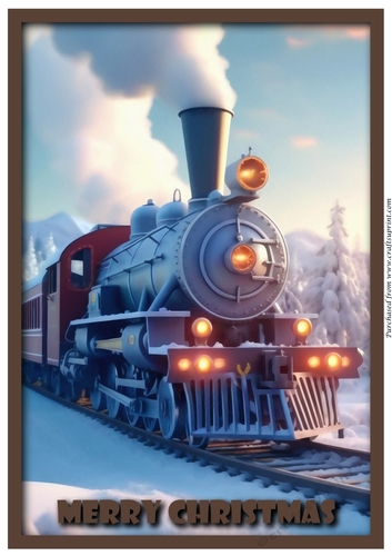 Vintage Christmas Train A4 2