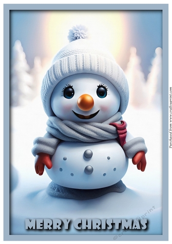 Christmas Cute Snowman A4