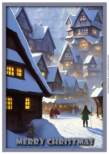 Christmas Scene Vintage A4 2