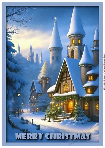 Christmas Scene Vintage A4 4