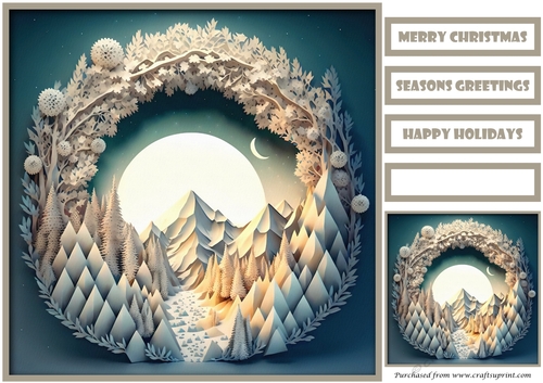 Christmas Mountains Scene Quick Card 1