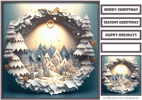 Christmas Mountains Scene Quick Card 2