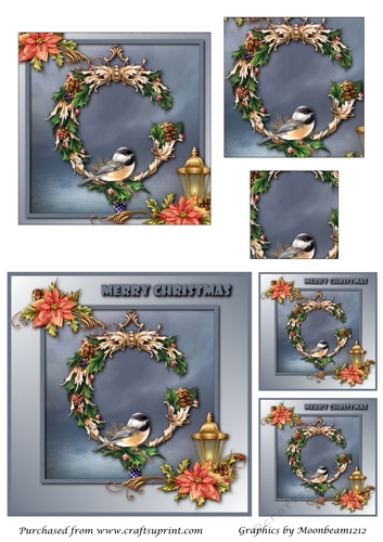Christmas Bird on Wreath Pyramid