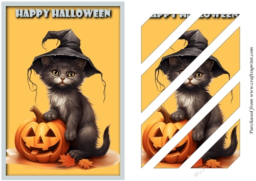 Halloween Cat and Pumpkin Oblique Panels
