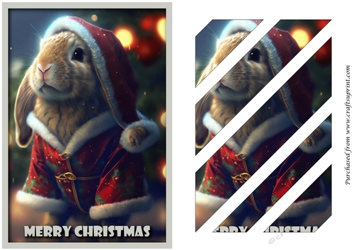 Christmas Cute Santa Bunny Oblique Panels