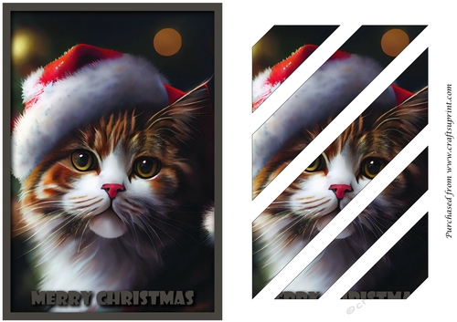 Christmas Cute Santa Cat Oblique Panels
