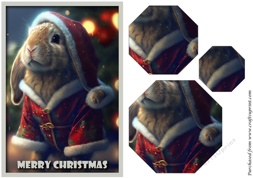 Christmas Cute Santa Bunny Octagon Pyramid