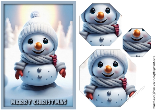 Christmas Cute Snowman Octagon Pyramid