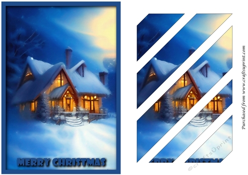 Christmas Scene Vintage Oblique Panels 1