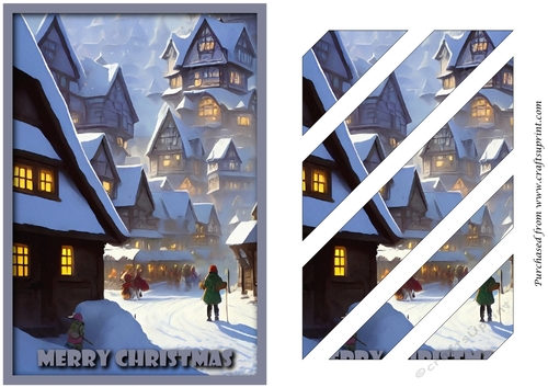 Christmas Scene Vintage Oblique Panels 2
