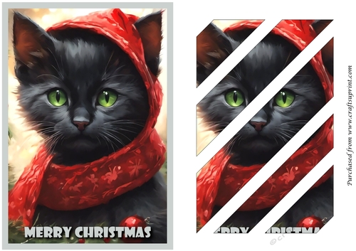 Cute Christmas Santa Cat Oblique Panels