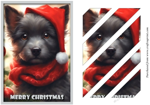 Cute Christmas Santa Dog Oblique Panels