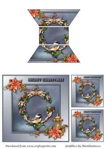Christmas Bird on Wreath Quick Card 