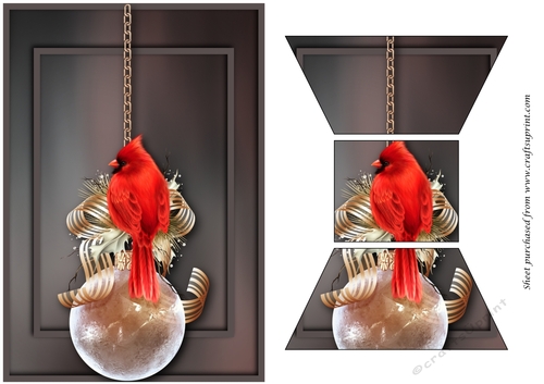 Christmas Cardinal and Ornament Quick Card