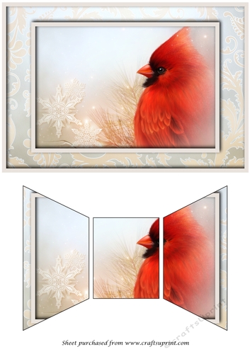 Christmas Cardinal and Snowflakes Quick Card