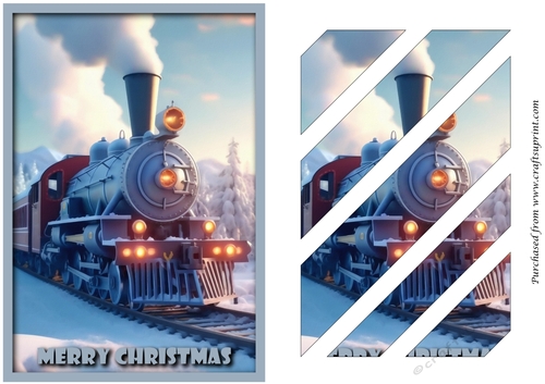 Vintage Christmas Train Oblique Panels 2