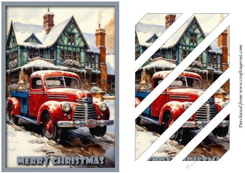 Vintage Christmas Truck Oblique Panels