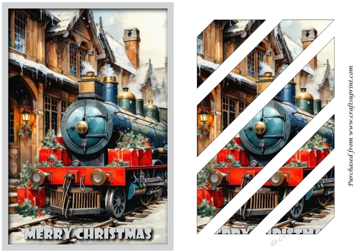 Vintage Christmas Train Oblique Panels