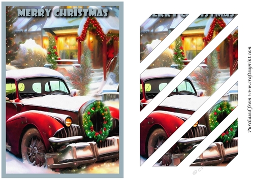 Vintage Christmas Car Oblique Panels