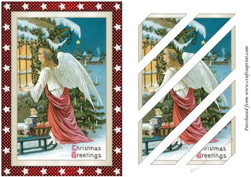 Vintage Christmas Angel at Window Oblique Panels