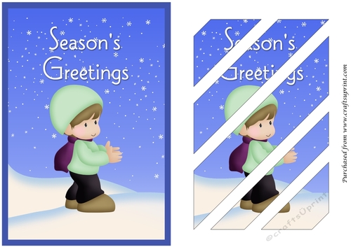 Christmas Boy in Snow Oblique Panels