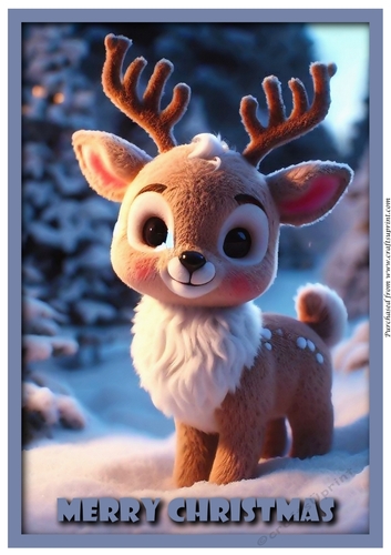 Christmas Cute Reindeer A4 1