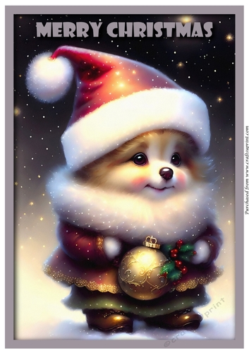 Christmas Puppy Cute A4