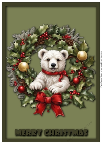 Christmas Polar Bear Wreath A4