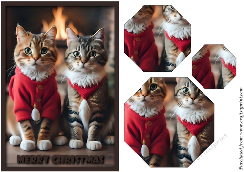 Christmas Cats Octagon Pyramid