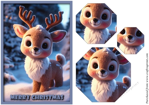 Christmas Cute Reindeer Octagon Pyramid 1
