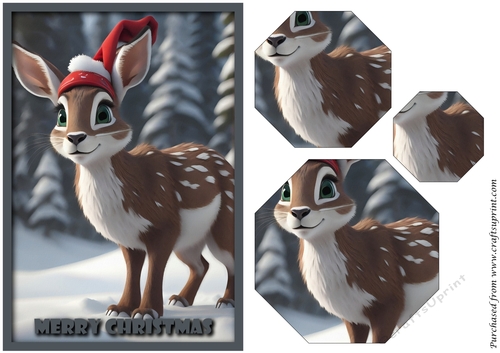 Christmas Cute Reindeer Octagon Pyramid 2