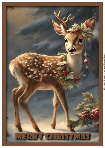 Christmas Reindeer with Mistletoe A4