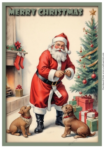 Santa and Puppies A4