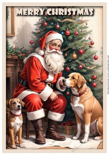 Santa and Dogs A4