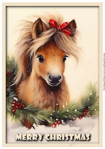 Christmas Pony with Holly A4
