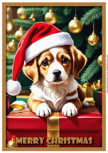 Christmas Puppy Cute A4 3