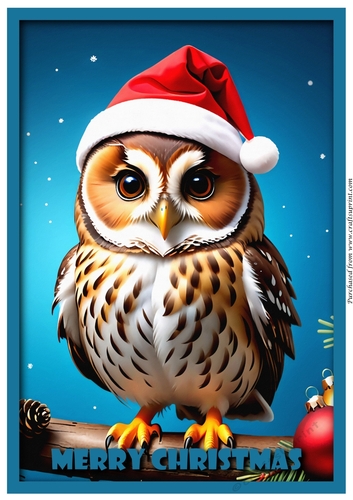 Christmas Santa Owl A4