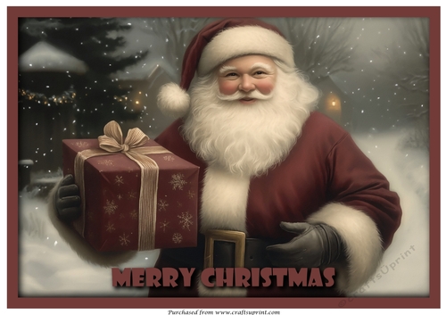 Christmas Santa with Gift A4